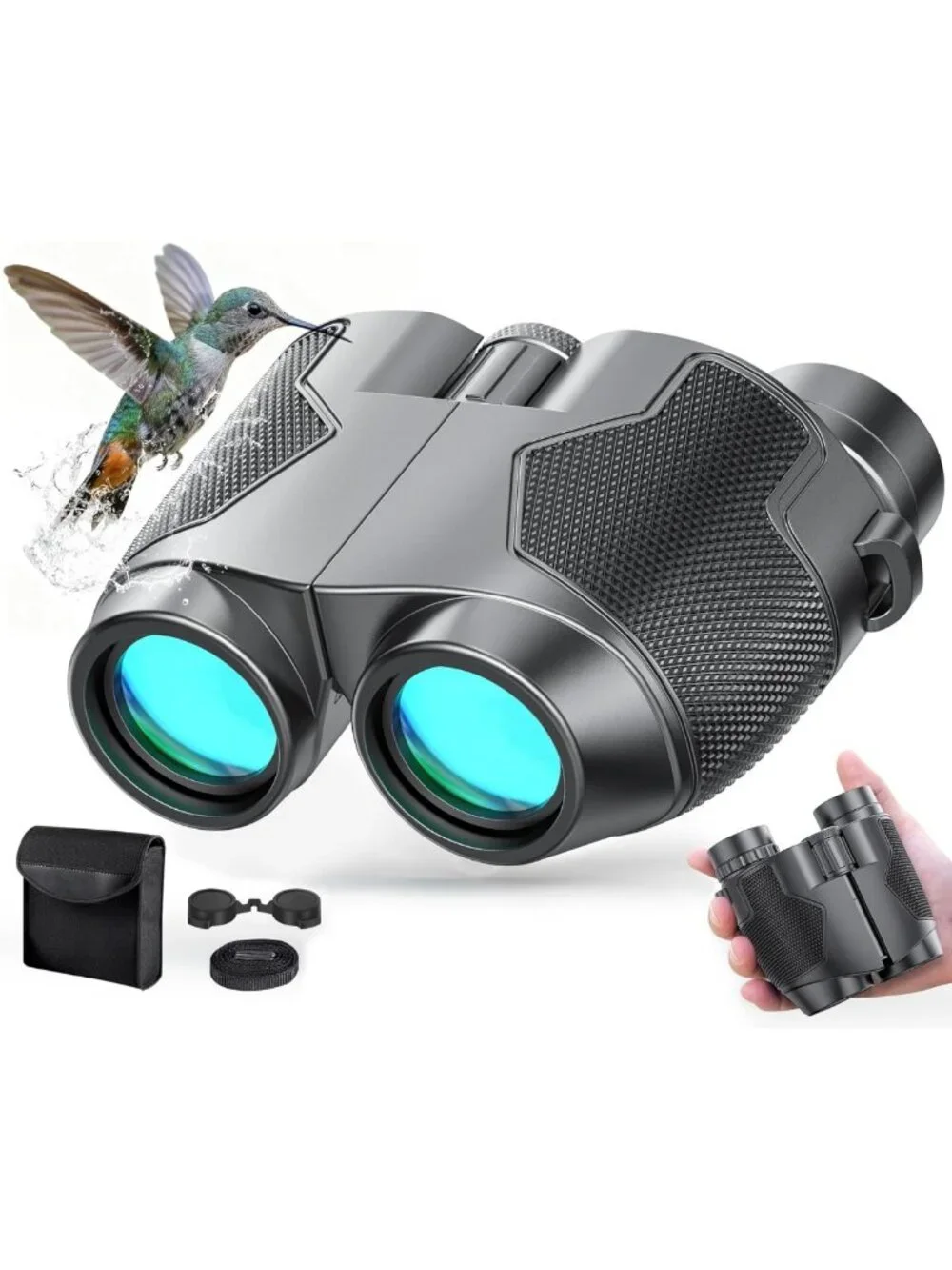 Compact 12x25 Night Vision Binoculars for Adults - Waterproof, Wide Field for
